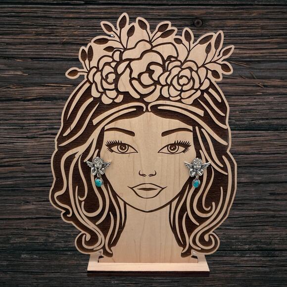 FEDERICO JIMENEZ Sterling Silver Angel Post Earrings Natural Turquoise Dangles - Picture 3 of 3